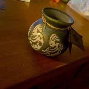 Iridescent Jeremy Diller Raku Tribal Pattern Handmade Decretive Vase